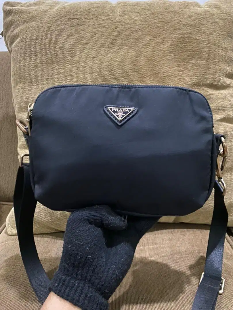 Slingbag prada double zipper nylon