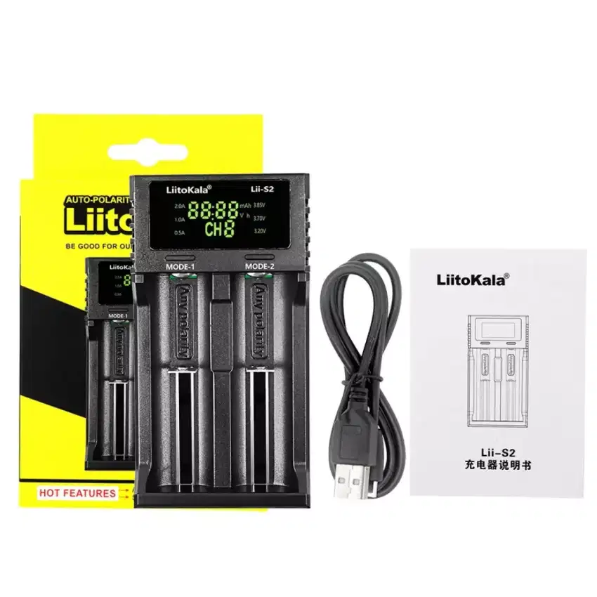 Cas Charger Batre 18650 LiitoKala Lii S2 Tipe C Fast Charger Original