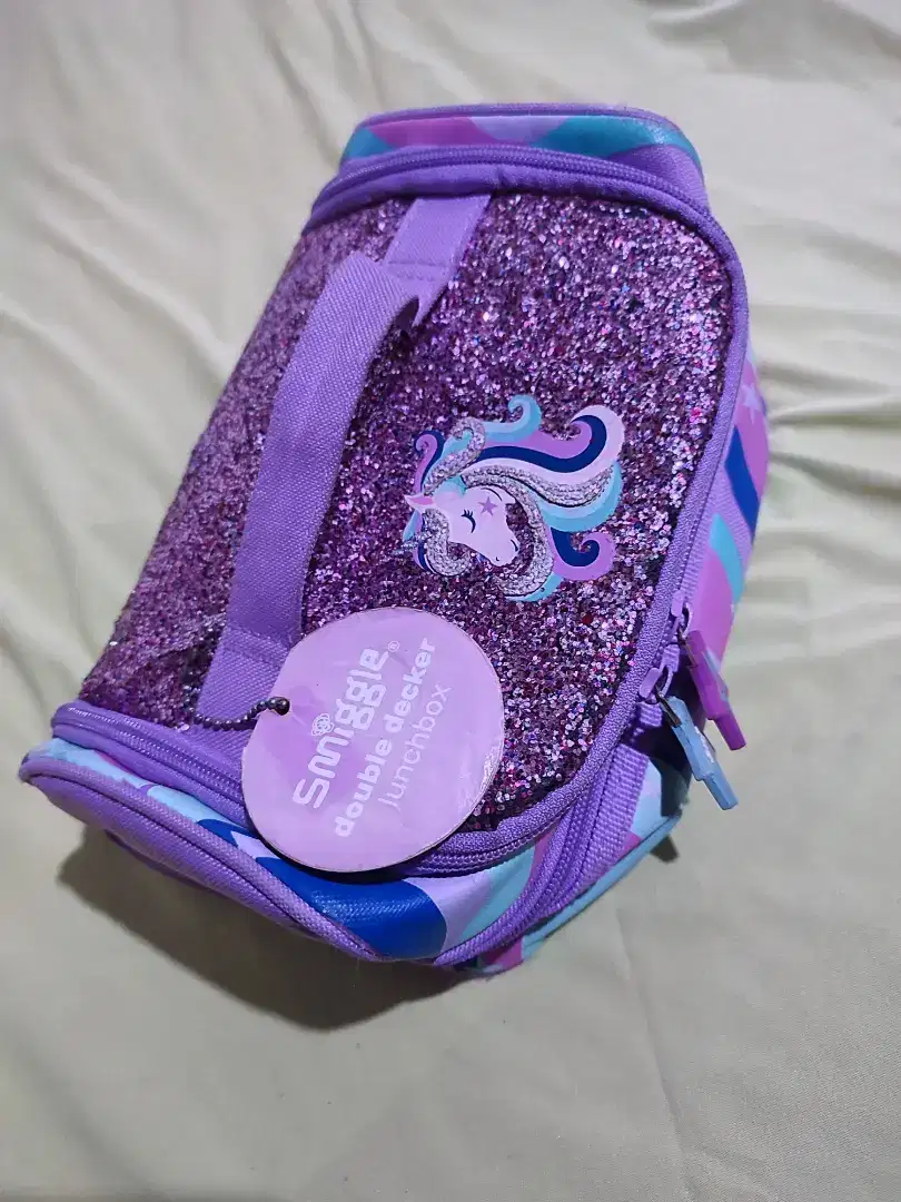 Smiggle unicorn double decker lunchbox/lunchbag