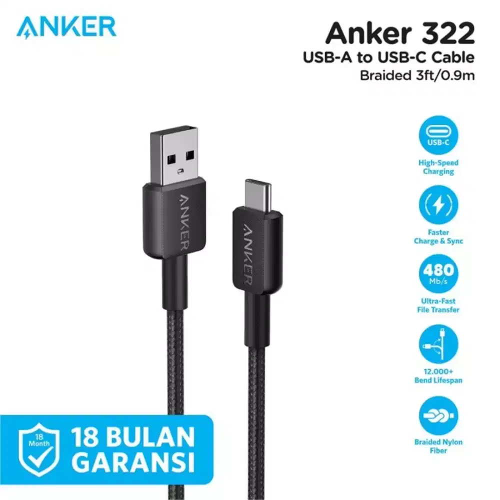 Kabel Charger Premium Anker USB A Ke C / C To C