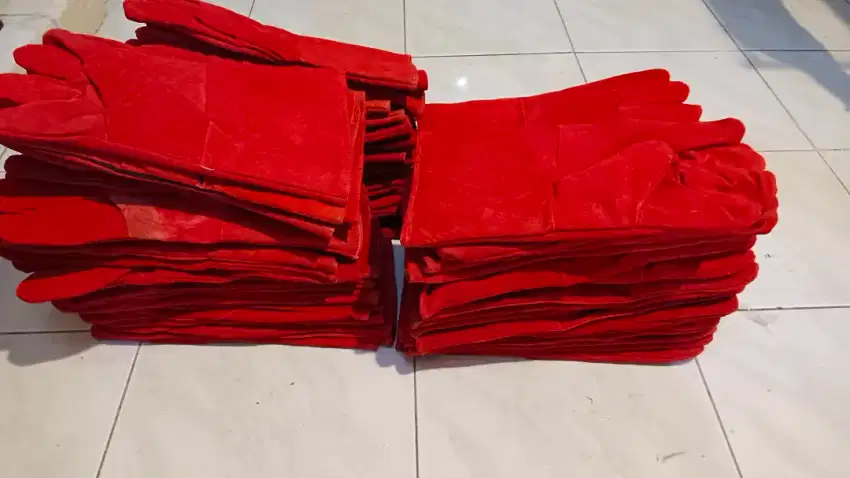 Sarung Tangan Las Kulit 14 Inch Merah Welding Gloves