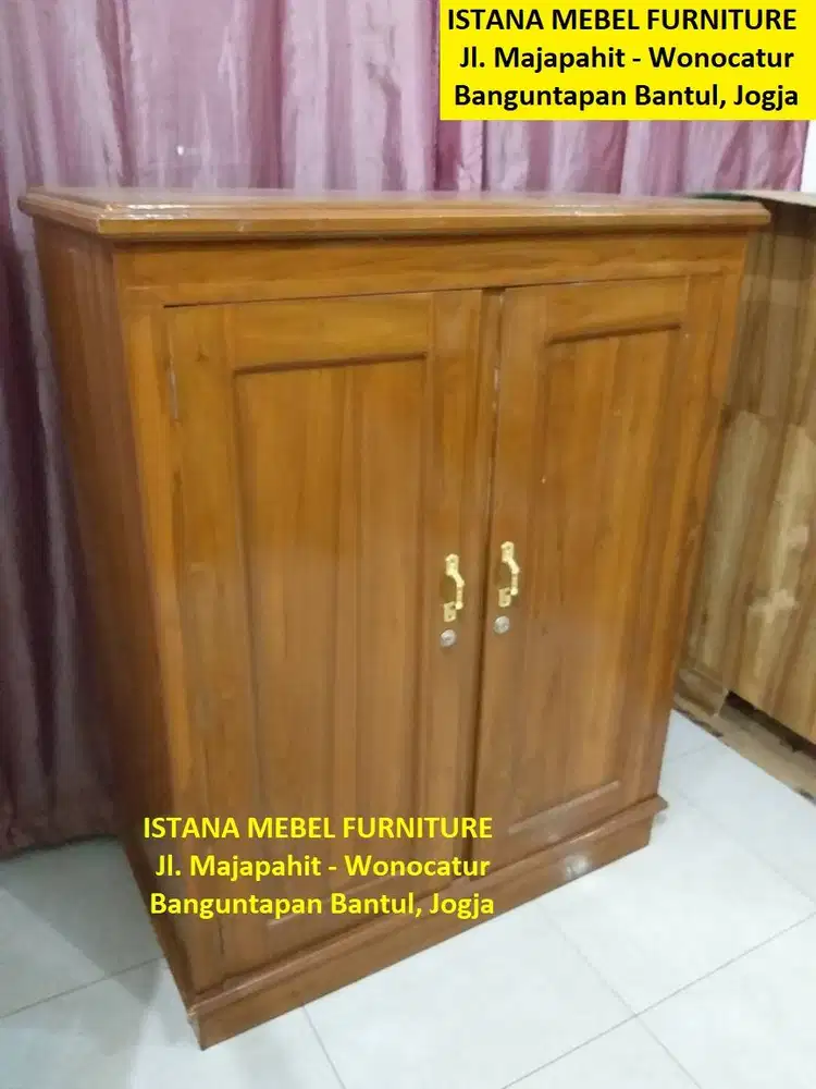 Almari Lemari Hanger Gantung Baju Pakaian Anak 2 Pintu Kayu Jati (mlt)