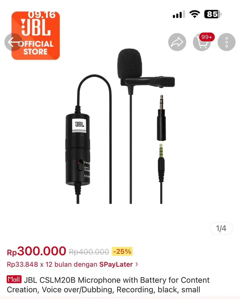 JBL CSLM20B microphone for content creator