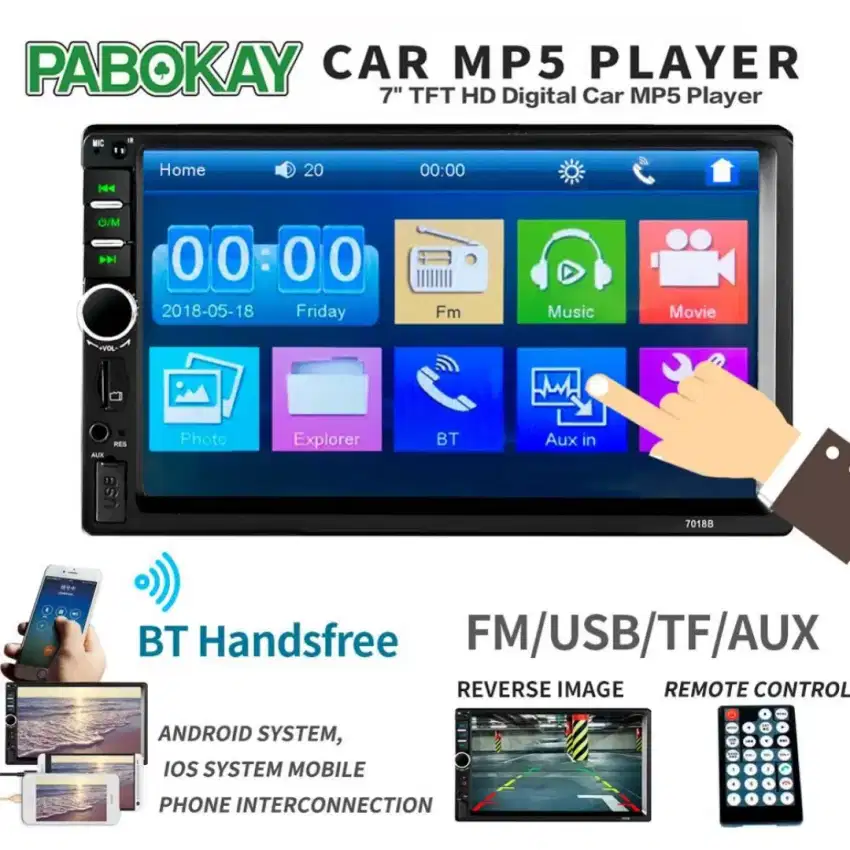 pabokay head unit 2 din car mp5 player 7inch kamera belakang