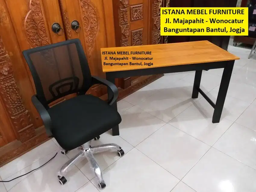 Paket Set Meja Kursi Kerja Kantor Komputer Belajar Tulis Hidrolik #SM