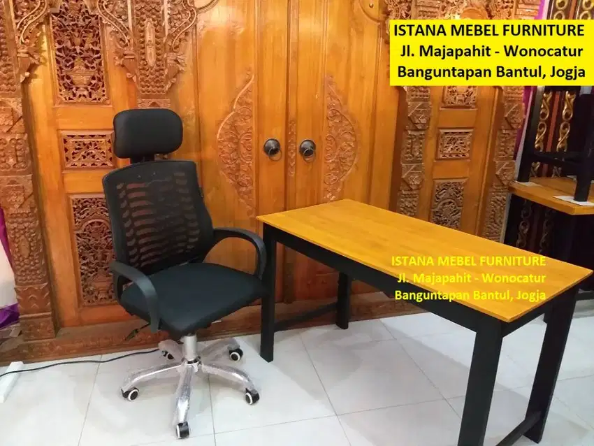 Set Paket Meja Kursi Kerja Kantor Komputer Tulis Belajar Hidrolik #SM