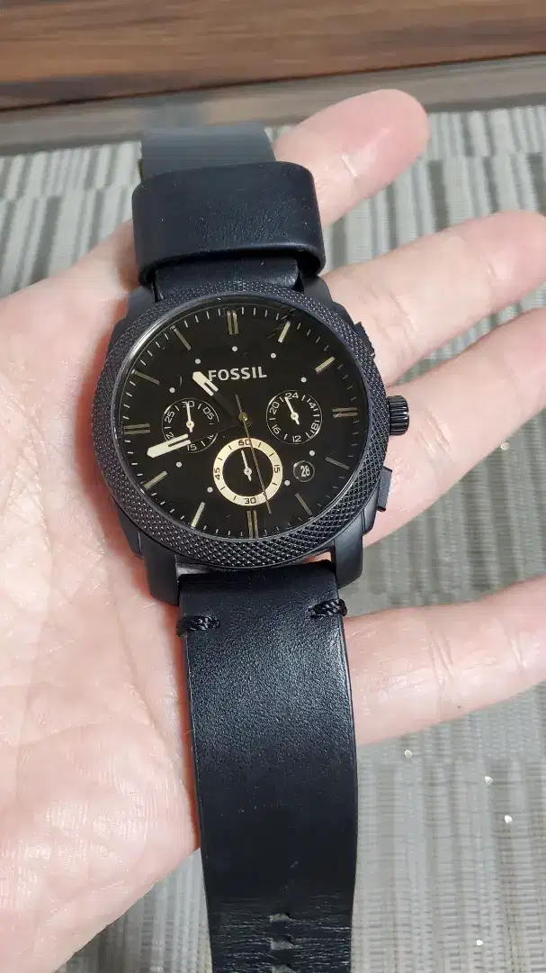 Jam tangan Fossil FS4682 leather brown Chronograph Original