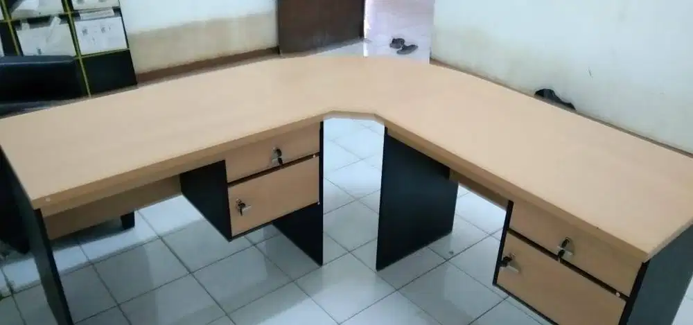 meja kantor meja kerja L powell meja utama 120Cm beech