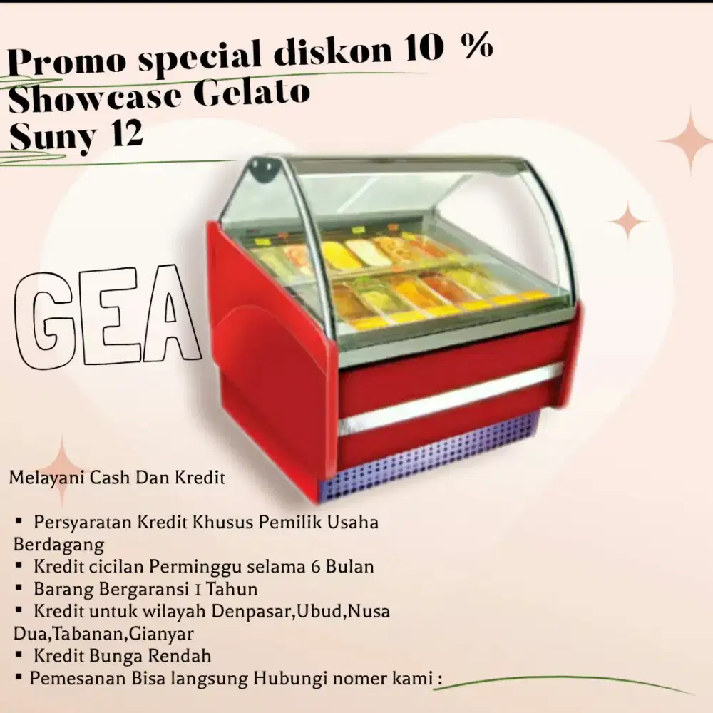 Showcase Gelato Gea Berbagai Macam kapasitas Ukuran