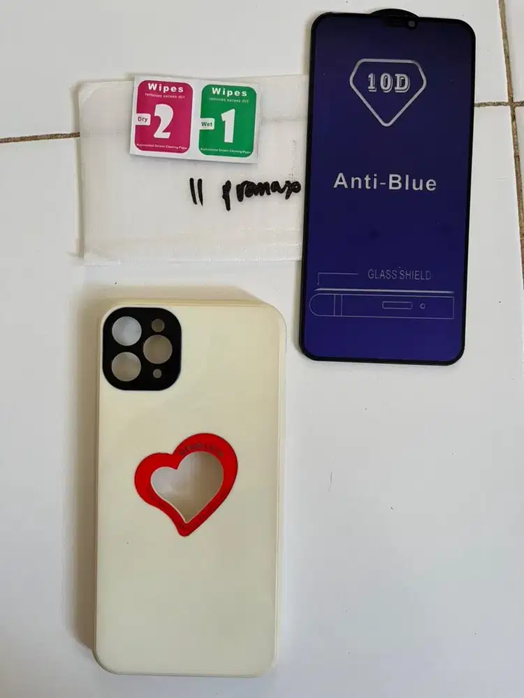 Ip 11 promax Tempered Glass new + gratis case