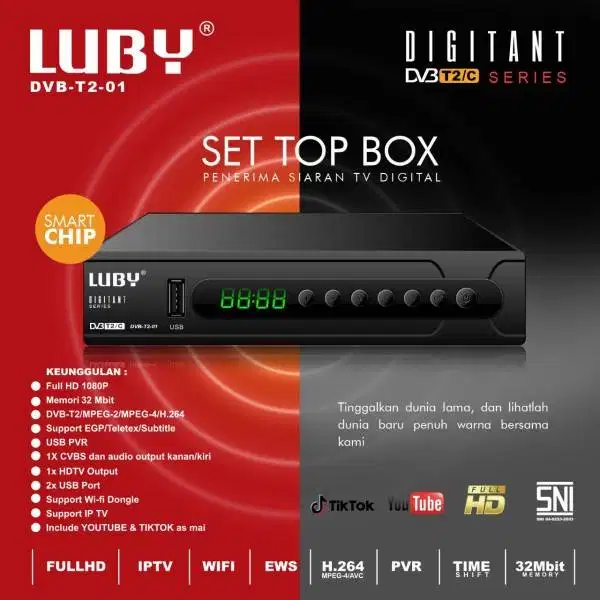 Set Top Box (STB) TV Digital DVB T2 Merk LUBY - #IRone