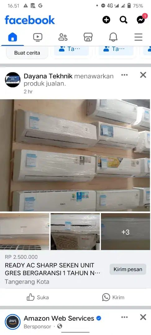READY AC SEKEN ½-1pk UNIT GRES BERGARANSI 1 TAHUN NO REVARASI