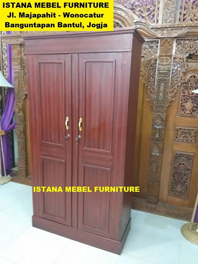 Almari Lemari Gantung Hanger Pakaian Baju 2 Pintu 2 Besar Kayu (ben)