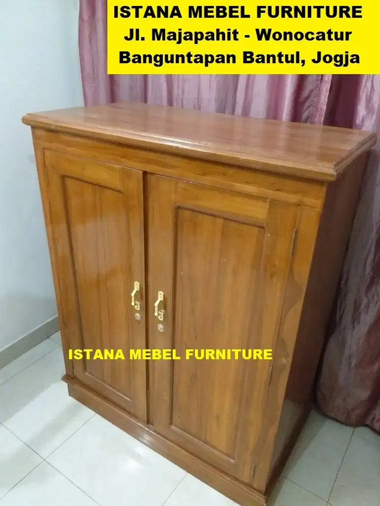 Lemari Almari Hanger Gantung Pakaian Baju Anak 2 Pintu Kayu Jati #BS