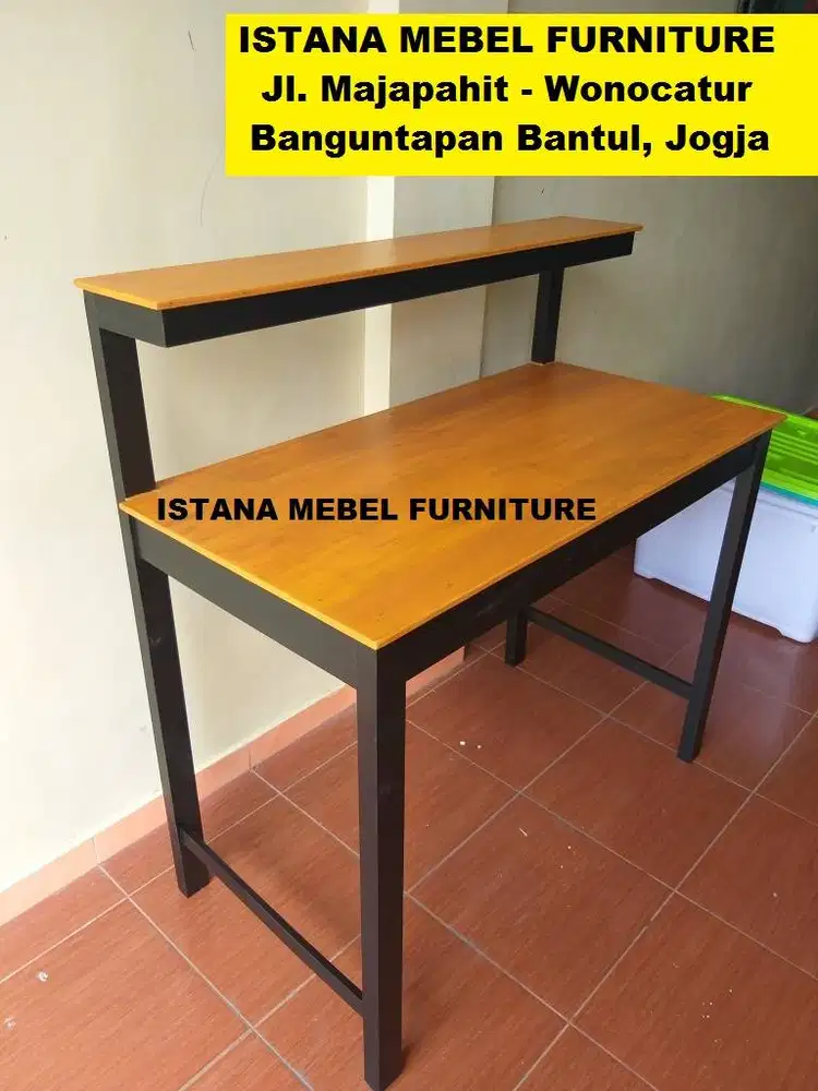 Meja Kerja Kantor Komputer Belajar Tulis Kost Kos Rak Tingkat Kayu #BS