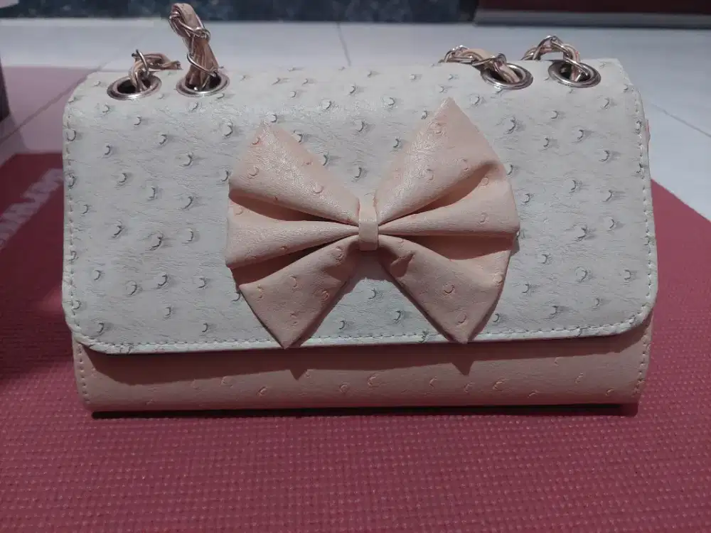 Tas Pesta Tali Rantai Pita Pink