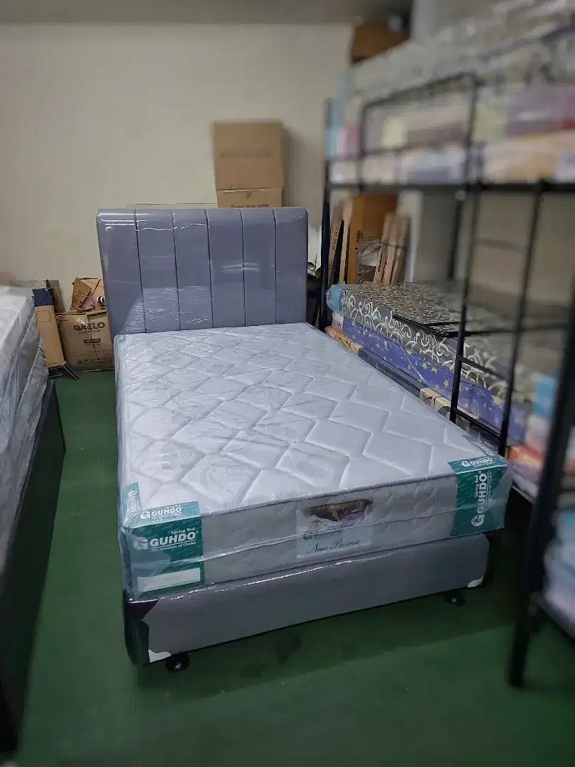 SET Tempat Tidur + Springbed GUHDO 120 - Ranjang - Kasur - Bantal