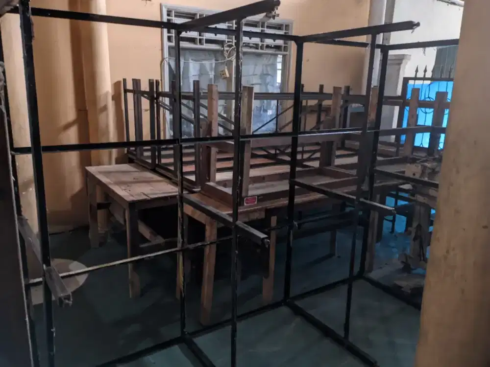 Meja besi serbaguna, meja konveksi, meja line, meja QC, meja warung