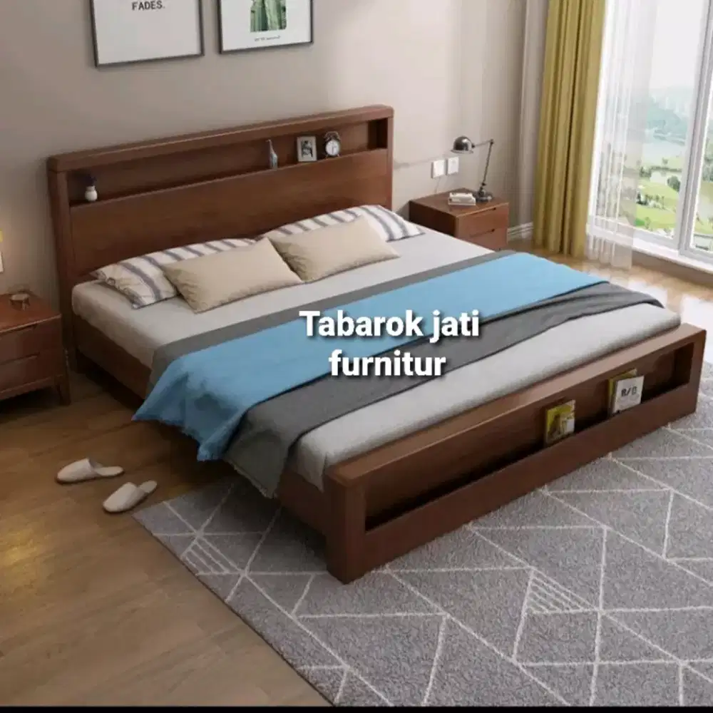 Tempat tidur minimalis modern,160x200, bahan kayu jati tua