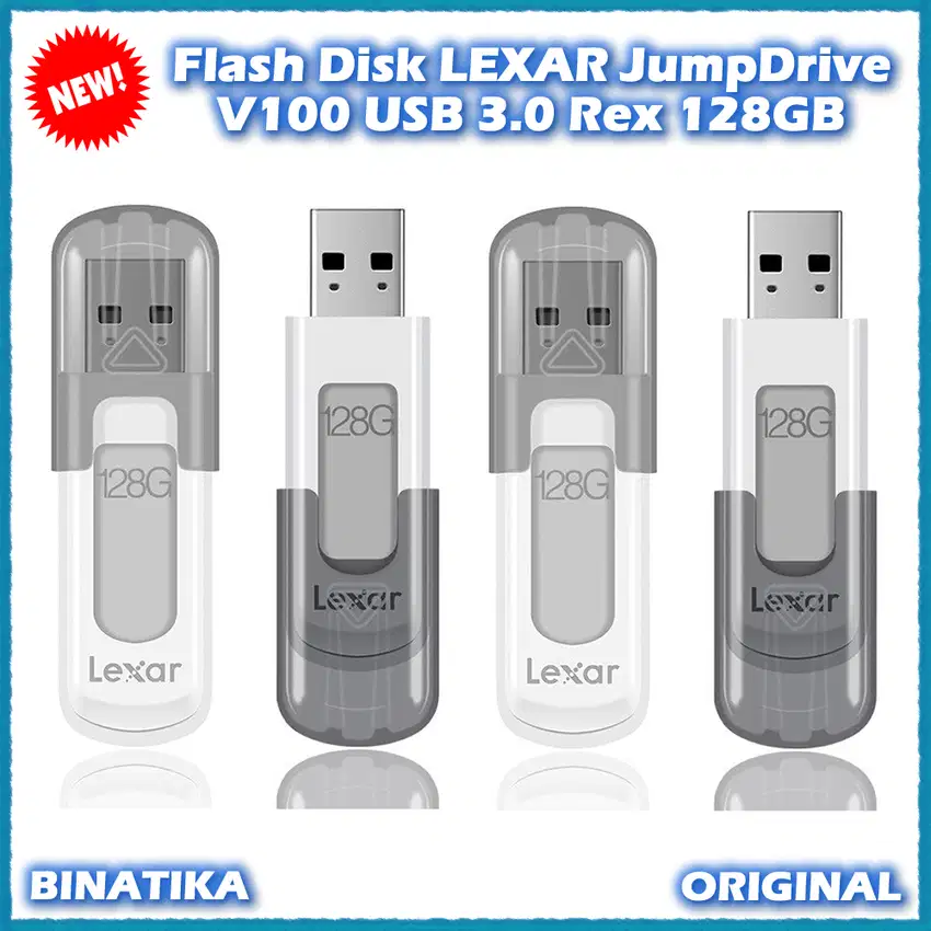 USB Flash Disk 128GB LEXAR JumpDrive V100 USB 3.0 Flashdisk Original