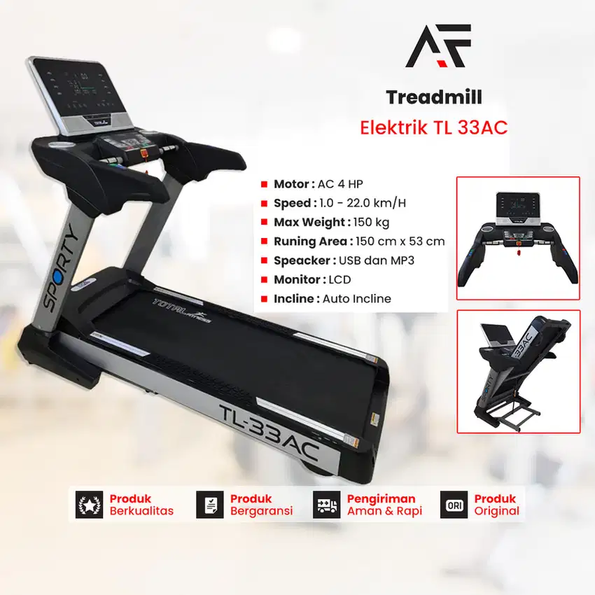 Distributor Alat Fitness Murah Treadmill Elektrik TL 33AC Motor 4hp