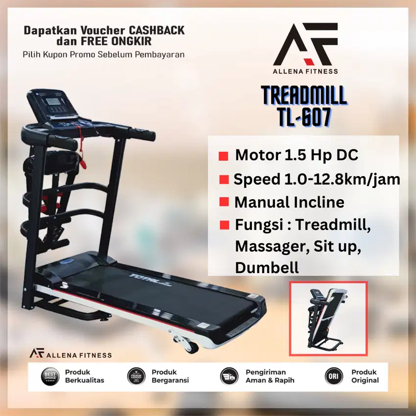 Distributor Alat Fitness Murah Treadmill Elektrik TL 607 Motor 1.5hp 4