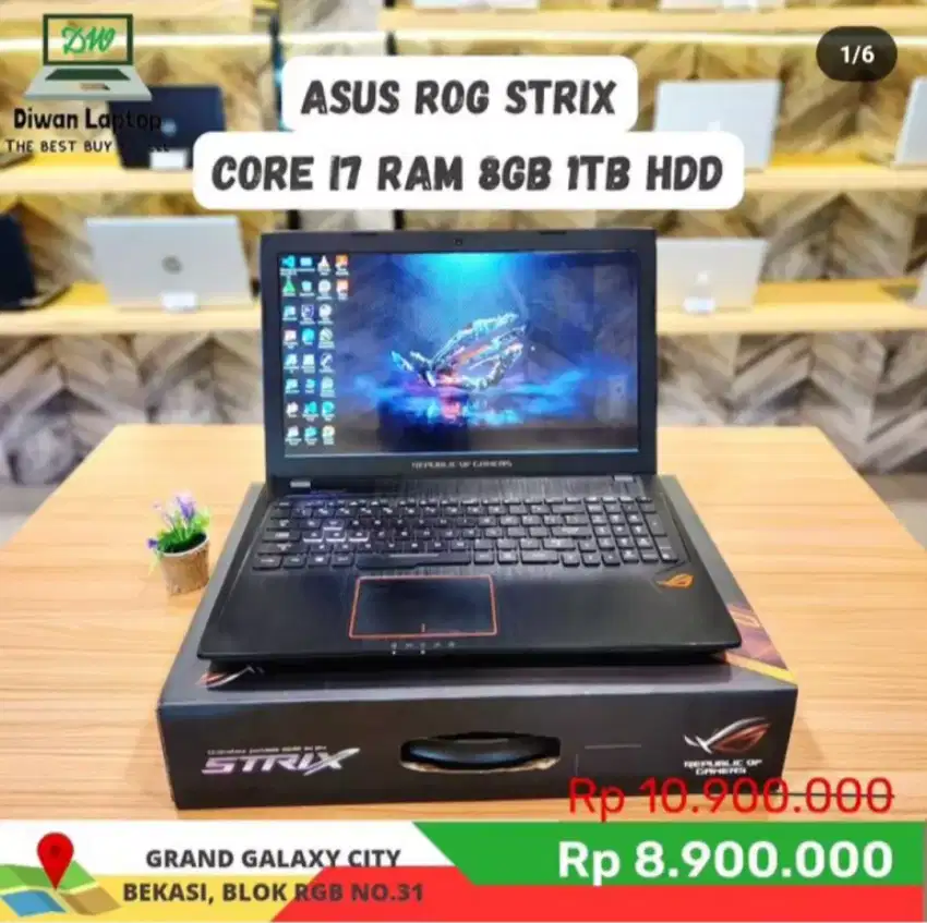 Cuma 8jtan!! Laptop Gaming ASUS ROG Strix Nvidia i7 Fullset box Bekas