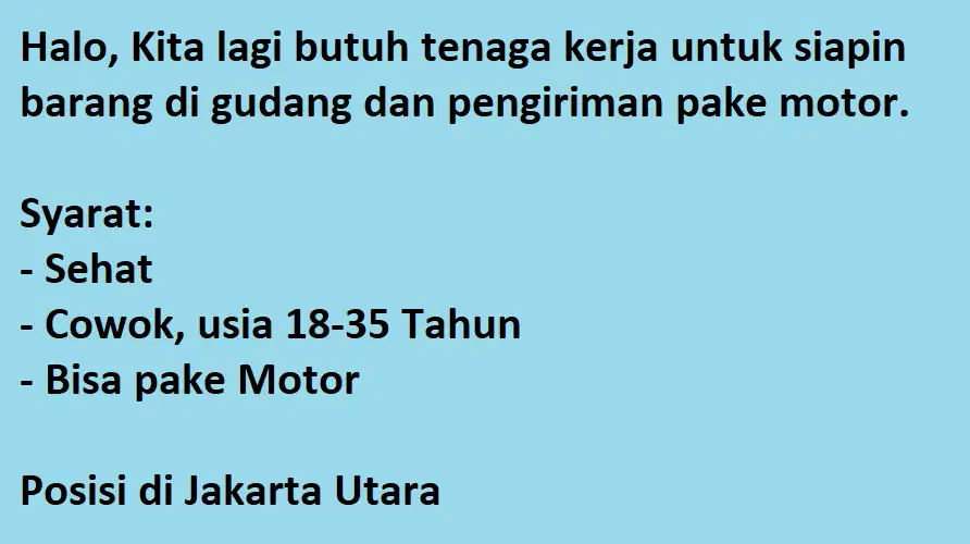 Dicari Tenaga Kerja Di Gudang Lowongan