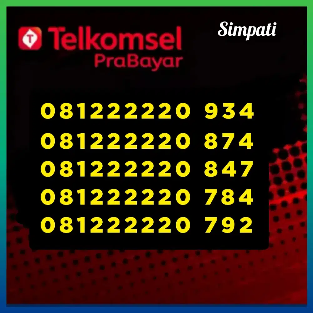 Nomor cantik simpati Telkomsel seri panca