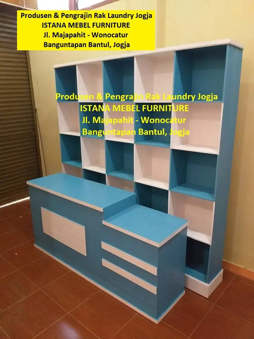 Paket Set Meja Kasir Almari Lemari Rak Laundry Londry Loundry Kayu #SM