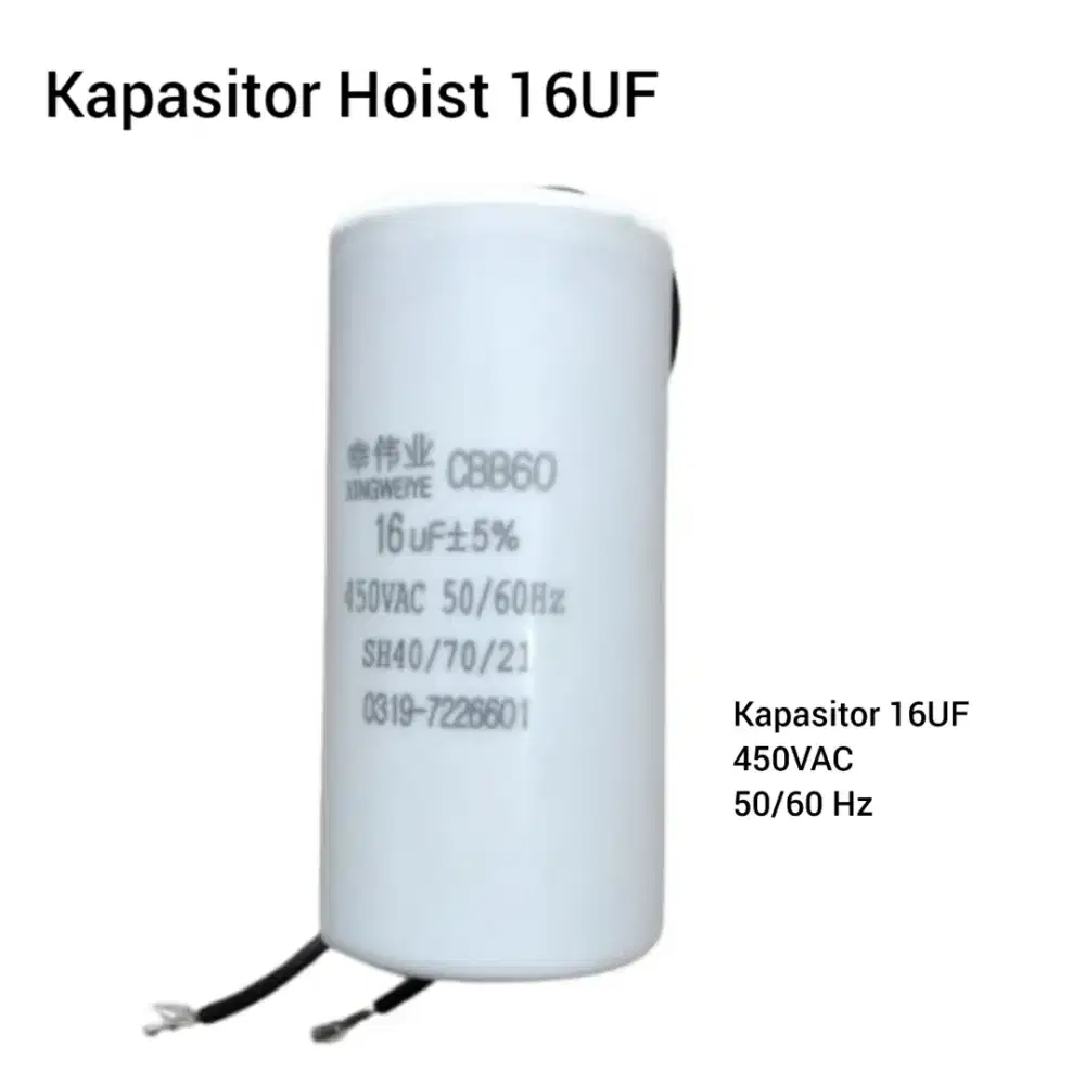 KAPASITOR 16UF Untuk Electric Hoist / Katrol Listrik