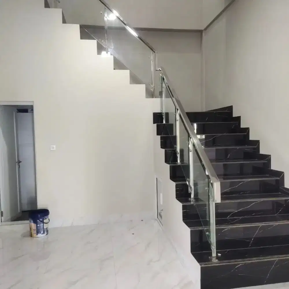 Railing/reling balkon stanlis & kanopi alderon kaca solarflat spandek