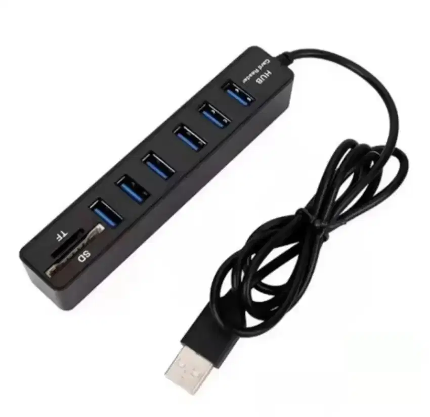 2 in 1 USB Hub 6 Port Combo Card Reader SD/TF Card