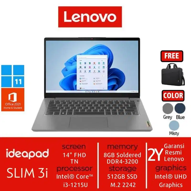 Lenovo IdeaPad Slim 3i 14IAU7 Core i3-1215U 8GB 512GB W11 OHS21