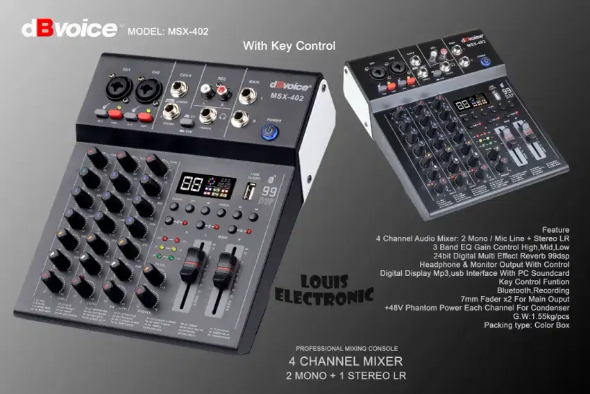 Mixer dBvoice MSX-402 With Key Control 4 Channel 99 Dsp
