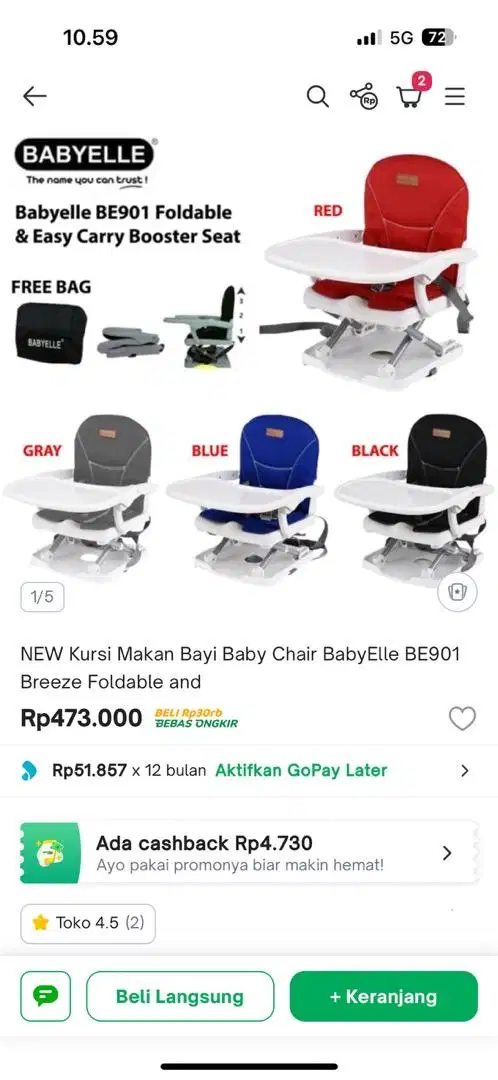 Baby Chair Lipat Portable BabyElle Breeze