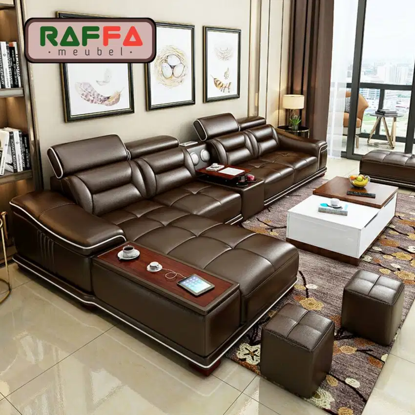 Sofa kulit ruang tamu - Sofa living room - Sofa minimalis modern terba