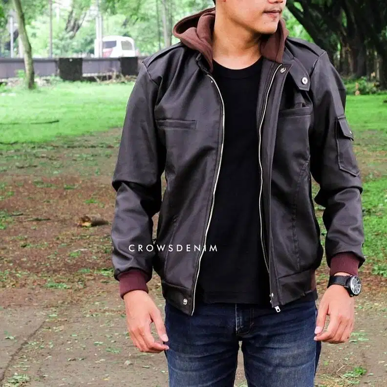 Jas Kulit, Jaket Hoodie Kupluk, Jaket Kekinian, Jaket