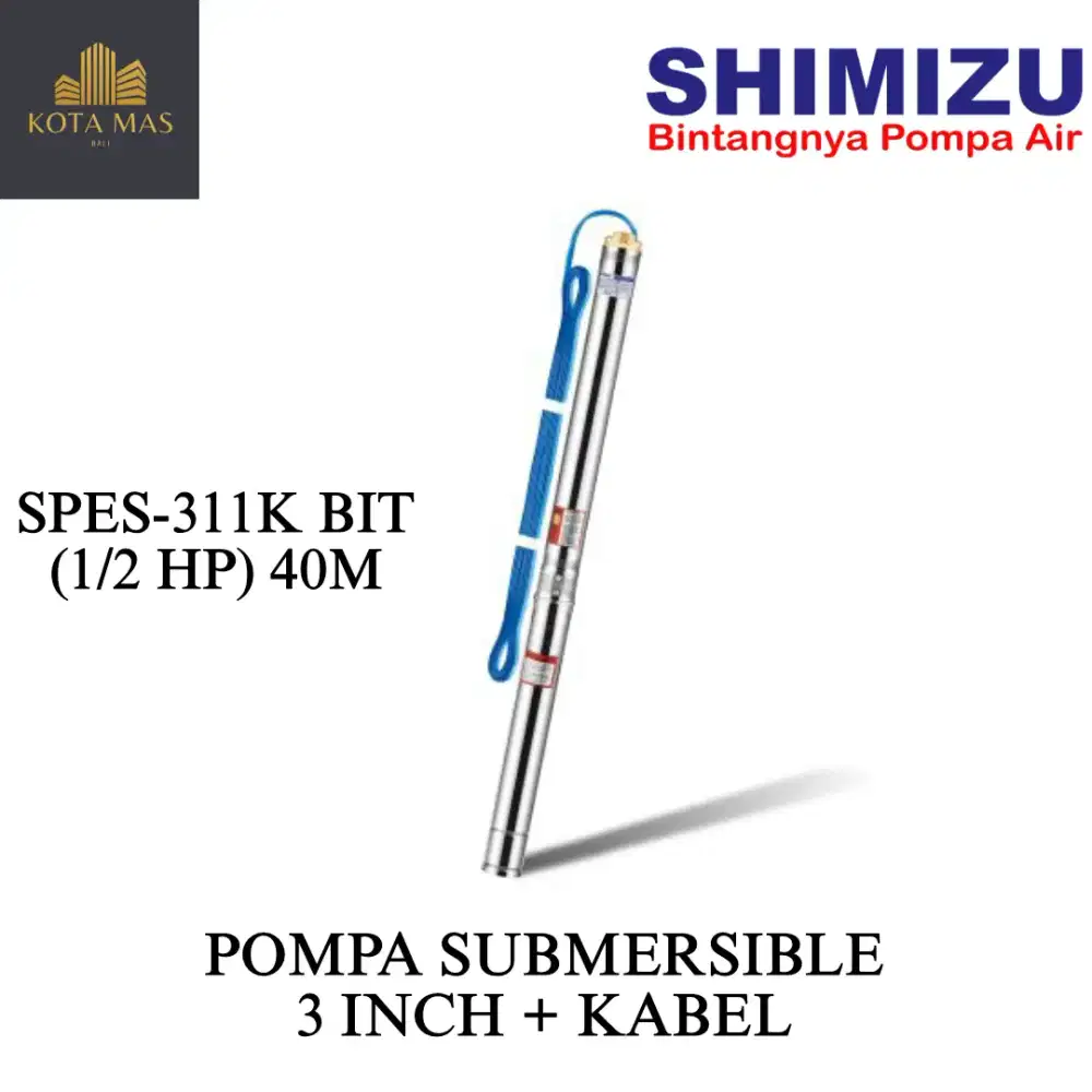 Pompa Air Celup Submersible Pump Shimizu 1/2 HP 3 Inch Kabel 40 Meter