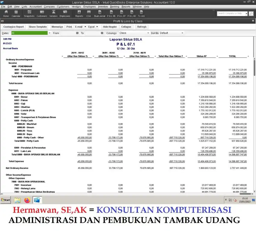 Software manajemen dan keuangan Budidaya Tambak Udang