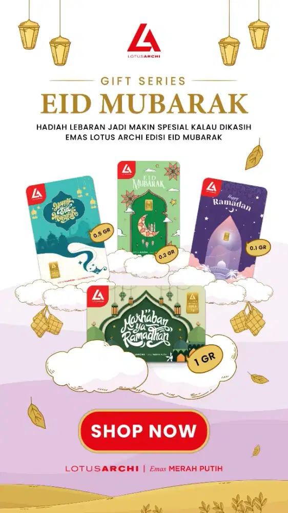 Emas Batang Logam Mulia Lotus Archi Idul Fitri Ramadan Antam Ramadhan