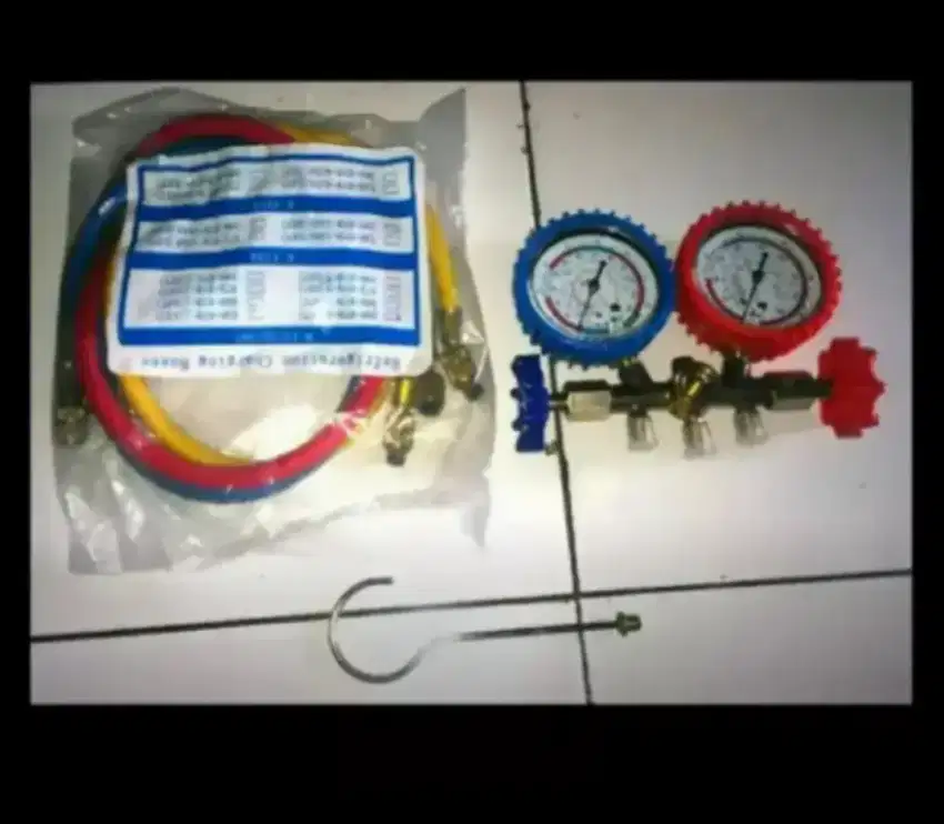 testing manifold double r22 lengkap dengan selang 1pak isi 3 merah