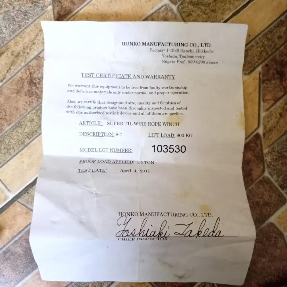 katrol manual jepang honko seishakusho S-7