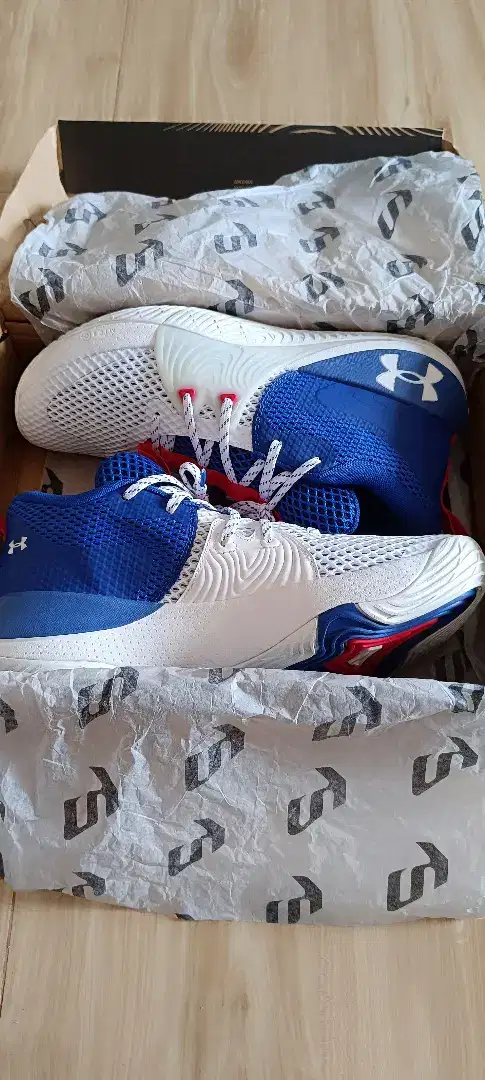 Sepatu basket underarmour under armour embiid 1 white blue sz 13/47.5