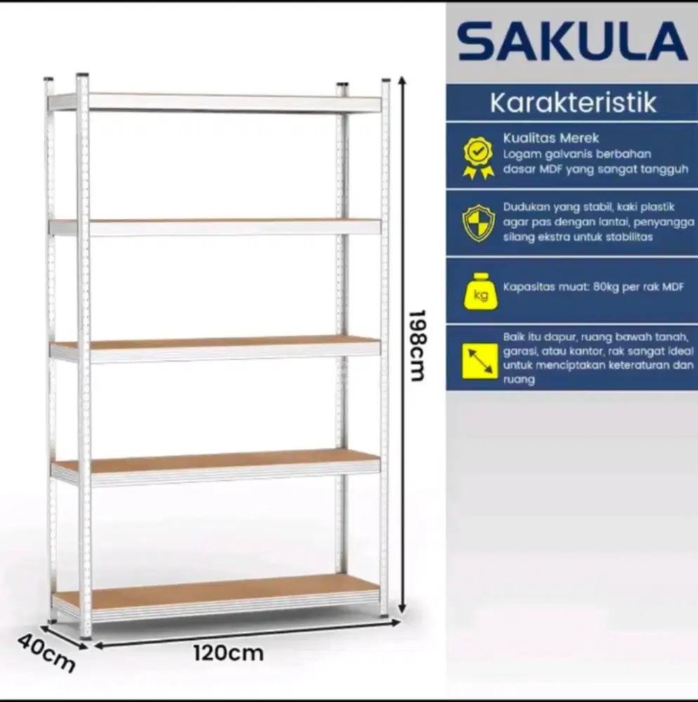 Rak Besi 5 Susun 120*40*198