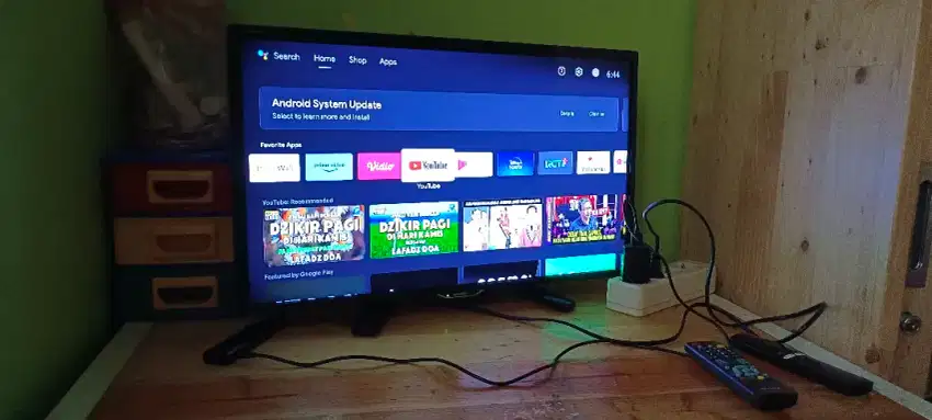 Tv led sharp aquos 24inch, non smart tv/google tv, belikan mi tv stick