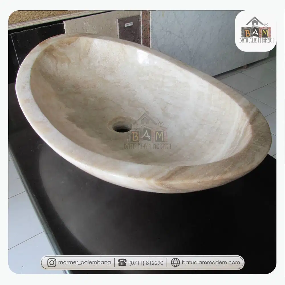 Wastafel Unik dan Awet Asli dari Batu Alam