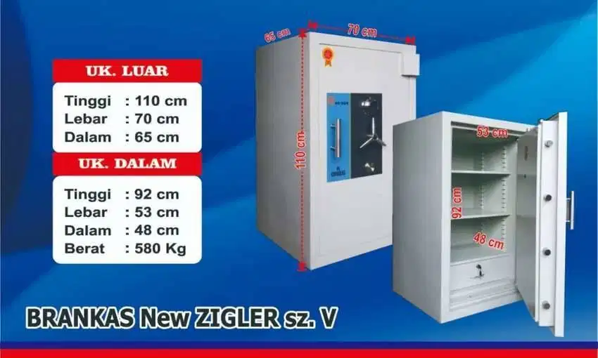 Jual brankas tinggi 120cm ZIGER tahan API Bongkar dan BOBOL