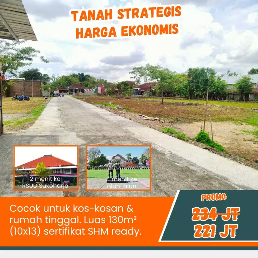 KAVLING STRATEGIS,  DEKAT RSUD SKH. Mantulll