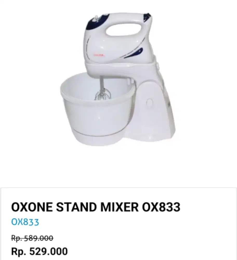 HARGA PROMO: Electric Hand Mixer with Bowl & Stand Oxone OX833